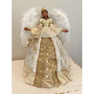 African American Vintage Tree Topper Angel 14 Inches Used